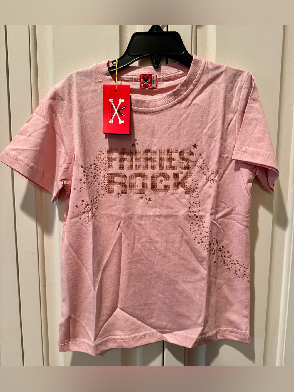 Kids Pink "Fairies Rock" Graphic Tee by No Added Sugar - Size 7-8 - NWT